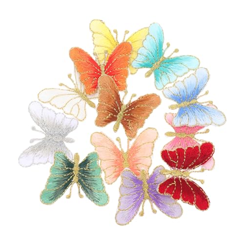 VILLFUL 12 Stück Schmetterlings Patches Bestickte Applikationen für Kleidung Taschen zum Nähen oder Bügeln Zufällige Farben zur Dekoration und Reparatur von Textilien Zufällige Farbe von VILLFUL