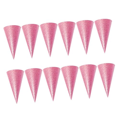 VILLFUL 12 Stück Teiliges Glitter Partyhüte Geburtstagsparty Dreieckige Glänzende Kegelhüte für Mädchen und Junge Mädchen Bunte Partydekoration Leichte von VILLFUL