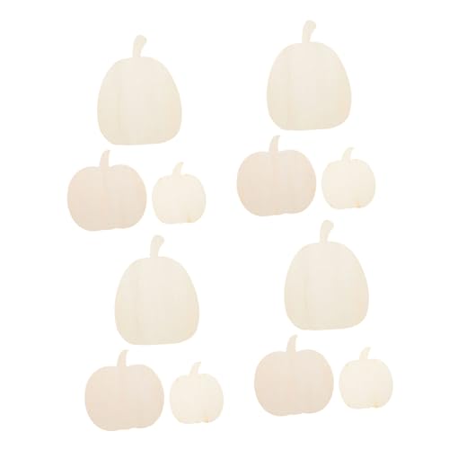 VILLFUL 12 Stück Teiliges Holz Kürbis Deko zum Basteln Unlackierte Blanko Holzscheiben in Kürbisform für DIY Herbst Halloween Thanksgiving Party Handgefertigte Herbstdekoration von VILLFUL