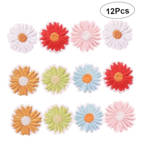 VILLFUL 12 Stück Teiliges Selbstklebende Stoffblumen Stoffaufnäher Bestickte DIY Patches zum Aufnähen und Verzieren von Kleidung Taschen Hüten Hautfreundlich und Langlebig von VILLFUL