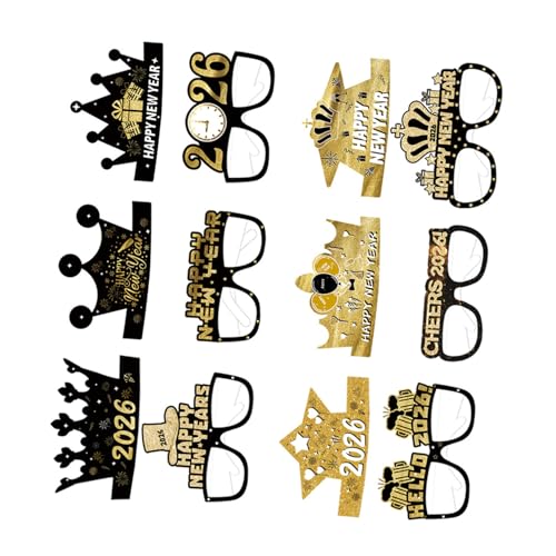VILLFUL 12 Stück Teiliges Silvester-partyset mit Schwarzen und Goldenen Papier-brillen und Hüten Glitzernde Neujahrsfoto-requisiten für Erwachsene und Jugendliche Langlebig und Auffällig VILLFUL 12 Stück Teiliges Silvester-partyset mit Schwarzen und Goldenen Papier-brillen und Hüten Glitzernde Neujahrsfoto-requisiten für Erwachsene und Jugendliche Langlebig und Auffällig von VILLFUL