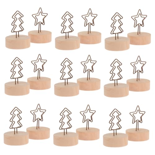 VILLFUL 12 Stück Teiliges Weihnachts Notizhalter aus Metall mit Holzsockel Stern und Weihnachtsbaum Form Kreative Memo Klammern Dekorative Kartenhalter für Weihnachten Tischdekoration VILLFUL 12 Stück Teiliges Weihnachts Notizhalter aus Metall mit Holzsockel Stern und Weihnachtsbaum Form Kreative Memo Klammern Dekorative Kartenhalter für Weihnachten Tischdekoration von VILLFUL
