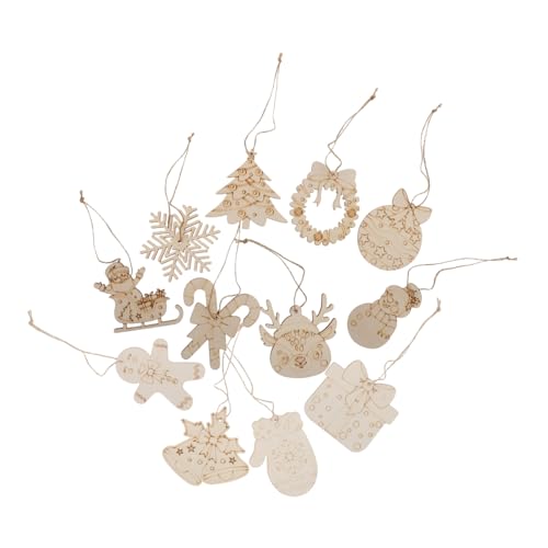 VILLFUL 12 Stück Teiliges Weihnachts-holzanhänger Blanko Holzscheiben zum Bemalen mit Juteband DIY Weihnachtsbaum Deko Holzfiguren zum Basteln und Individuellen Gestalten Vielseitige von VILLFUL