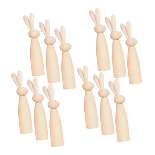VILLFUL 12 Stück Unfertige Holzfiguren Niedliche Diy Hasenköpfe aus Holz für Bastelprojekte zum Bemalen und Gestalten mit Familie und Freunden von VILLFUL
