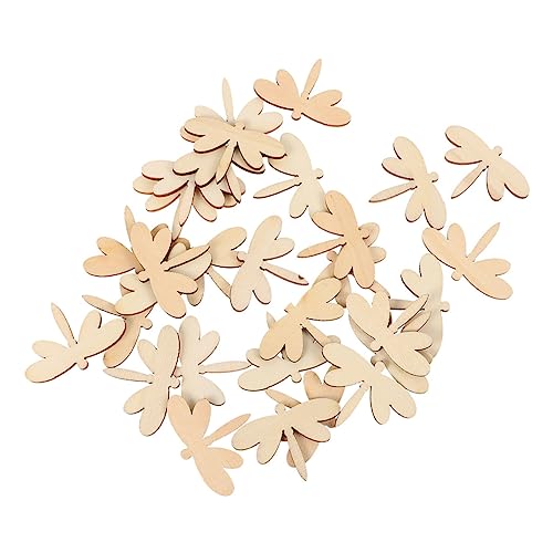VILLFUL 120 Stück Unfertige Hölzerne Libellenausschnitte Libellen-holzscheiben Diy-handwerk Holzspäne Mit Libellendesign Handgefertigter Graffiti-chip Für Kinder von VILLFUL