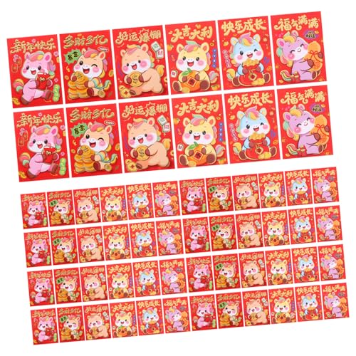 VILLFUL 120 Stück Rote Umschläge Jahr Des Pferdes Cartoon Design Glücksgeldumschläge aus Papier für Frühlingsfest Traditionelle Hong Bao für Neujahrsfeiern und Geschenke von VILLFUL