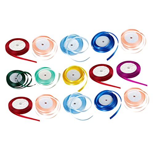 VILLFUL 15 Rollen Geschenkband Satin Gemischte Farben für DIY Bastelprojekte Hochzeitsdekoration Blumenarrangements und Geschenkschleifen Langlebig und Vielseitig Einsetzbar von VILLFUL