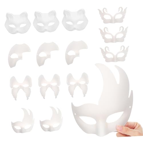 VILLFUL 15 Stück Blanko Papiermasken für Partys Halloween Karneval und Cosplay Leicht Wiederverwendbar und Gruppenaktivitäten von VILLFUL