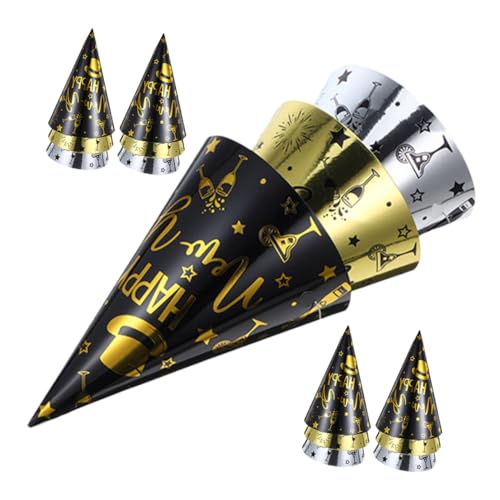 VILLFUL 15 Stück Teiliges Neujahrs Partyhüte für Erwachsene und Festliche Dekorationen in Schwarz Gold und Silber Leicht und Bequem für Silvesterfeiern VILLFUL 15 Stück Teiliges Neujahrs Partyhüte für Erwachsene und Festliche Dekorationen in Schwarz Gold und Silber Leicht und Bequem für Silvesterfeiern von VILLFUL