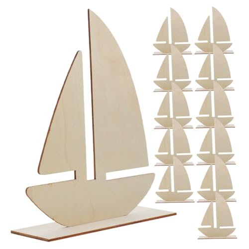 VILLFUL 15 Stück Teiliges Unbemalte Holz Segelboot Ornamente für Diy Projekte Bastelmaterialien für Nautische Wand und Tischdekorationen Individuell Gestaltbar mit Farben und Verzierungen von VILLFUL