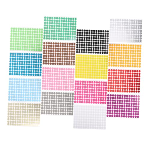 VILLFUL 16 Blatt Bunte Punktetiketten kleines Punktetikett Farbrundaufkleber DOT -Aufkleber Punkte Aufkleber Kleine runde Aufkleber nummerierte Aufkleber Mini-Aufkleber DOTS -Aufkleber von VILLFUL