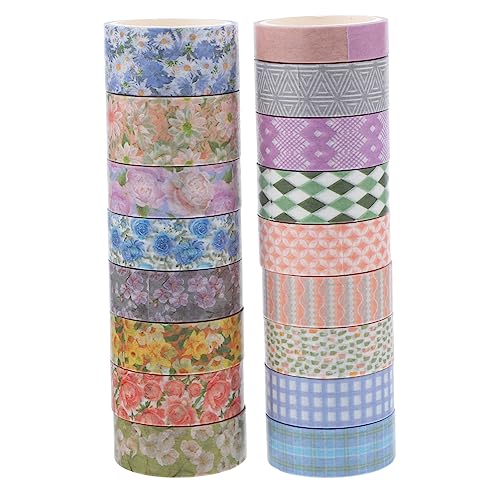 VILLFUL 17 Rollen Blumen Und Washi Klebeband, Blumenmuster Klebeband, Handkonto Zubehör, Klebeband Aufkleber, Mädchen, Handarbeit, Washi Papier, Handkonto Papierband, DIY Bastelband, von VILLFUL