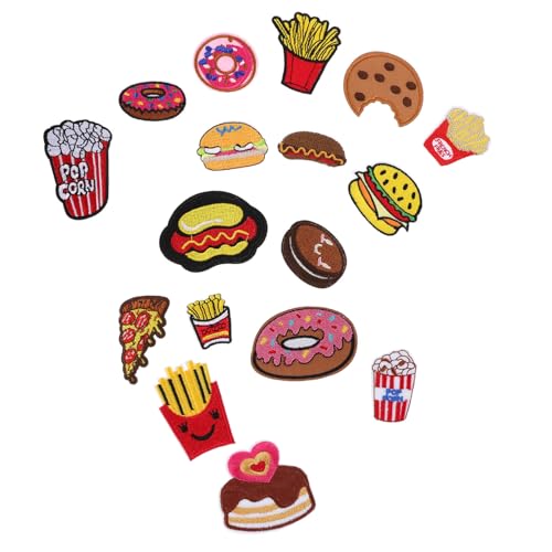 VILLFUL 17 Stück Sticked Food Patch Aufnäher Für Jeans Rückenaufnäher Für Jacken Gestickte Bügelspitzen Applikationen Aufnäher-aufkleber Kleidung Gestickter Aufnäher Kleidung Polyester von VILLFUL