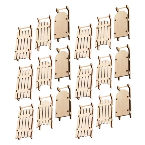 VILLFUL 18 Stück Teiliges Miniatur Holzschlitten Weihnachtsanhänger Roh Detaillierte Holz-ski-dekoration Christbaum Schmuck Vielseitig für DIY Feiertags Hochzeitsdeko von VILLFUL