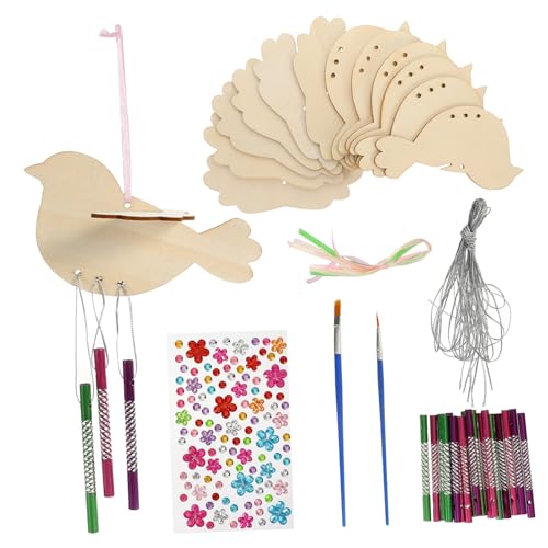 VILLFUL 1Satz DIY Holz Windspiel Bunte Windspiel Rohre für Kreative Bastelprojekte für Garten und Balkon Vögel und Stäbe Perfektes für Bastel von VILLFUL