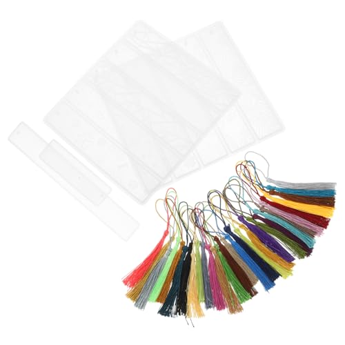 VILLFUL 1Satz DIY Silikon Lesezeichen Formen Rechteckige Epoxidharz Gießform mit Quasten für Kreative Buchmarken für Personalisierte Dekorationen und Bastelprojekte von VILLFUL