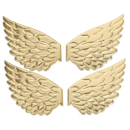 VILLFUL 2 Paare Engel Aufnäher Bestickte Applikationen für Diy und Dekorationen Goldfarbene Stoffornamente für Kleidung und Bastelprojekte von VILLFUL