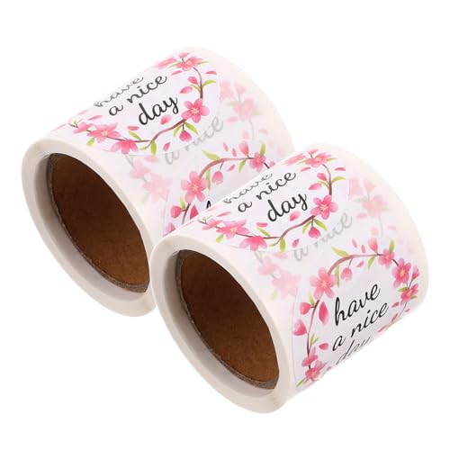 VILLFUL 2 Rollen -Aufkleber hausgemachte Etiketten Kirsche Aufkleber Tags für die Kennzeichnung Frühlingsblumenaufkleber Aufkleber zum Handwerk Mini-Aufkleber Kupferplattenaufkleber von VILLFUL