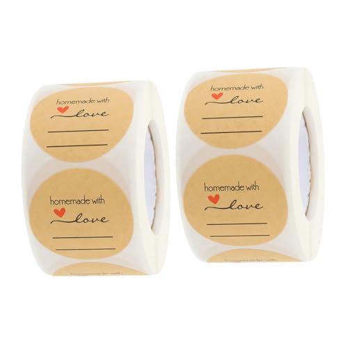 VILLFUL 2 Rollen Runde Handgefertigte Aufkleber Diy-klebeetiketten Siegelaufkleber Anhänger Für Gläser von VILLFUL