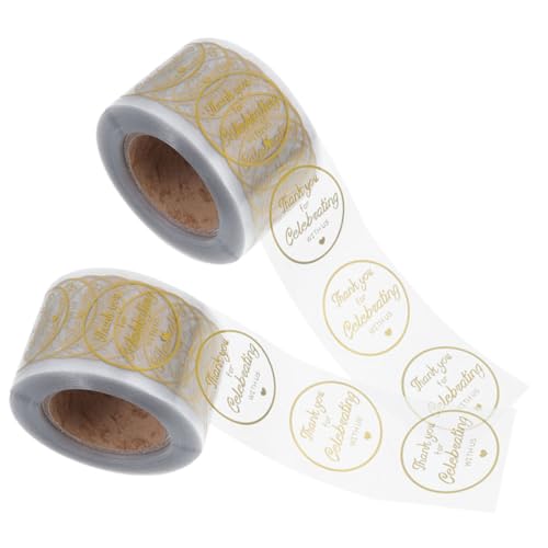 VILLFUL 2 Rollen Dankeschön Aufkleber Dankeschön Versiegelungsaufkleber Zarte Versiegelungsaufkleber Dankeschön Themenaufkleber Dankeschön Etikettenaufkleber Geschenkverpackungsaufkleber von VILLFUL