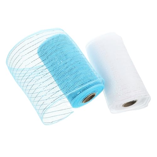 VILLFUL 2 Rollen Dekoratives Geschenkband Breites Wellenmuster Bastelband für Hochzeit Kranz DIY Geschenkverpackung Festival Dekoration Weiß Hellblau von VILLFUL