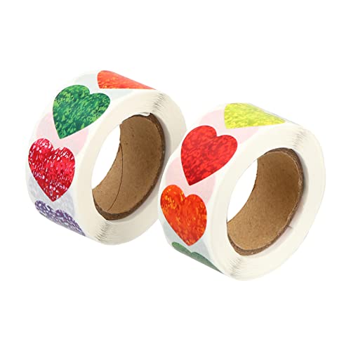 VILLFUL 2 Rollen Herzförmige Selbstklebende Etiketten für Valentinstag mit Bunten Aufklebern für Einladungen und Bastelprojekte von VILLFUL