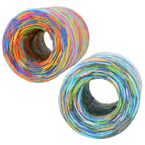 VILLFUL 2 Rollen Schnüre Farbe Bast Weihnachtsgeschenk Verpackung Zubehör Kräuselband Für Geschenkverpackung Weihnachten Band Für Geschenkverpackung Bast Gras Für Geschenkband von VILLFUL