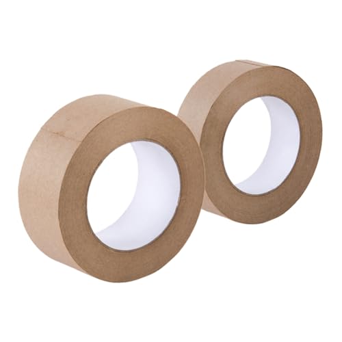 VILLFUL 2 Rollen Umweltfreundliches Kraftpapier Klebeband Breit Wasseraktivierbar Selbstklebend Beschreibbar Reißfest Starke Haftung zum Versiegeln von Kartons und Verpackungen von VILLFUL