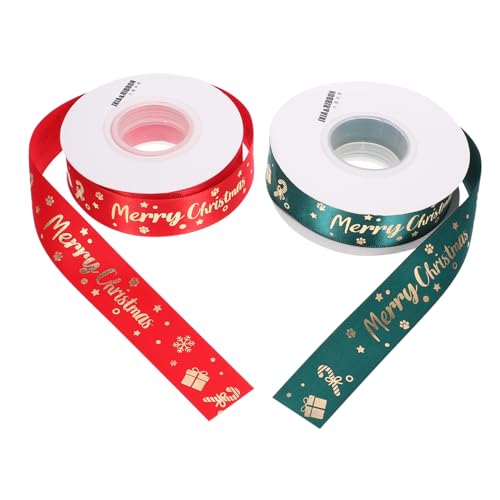 VILLFUL 2 Rollen Weihnachtliches Geschenkband Yards pro Rot Grün Schneeflocken Umweltfreundliches Bastelband für Geschenkverpackung DIY Dekoration Festliches Schleifenband von VILLFUL