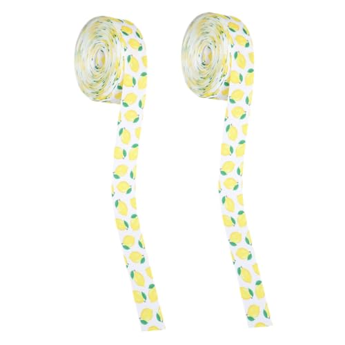 VILLFUL 2 Rollen Zitronen-dekorband mit Drahtkante Polyester Geschenkband für Party DIY Basteln Kränze Haarschleifen Geschenkverpackung Breit Lang von VILLFUL