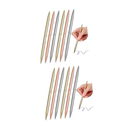 VILLFUL 2 Sätze Metall Kugelschreiber Roségold Und Elegante Schreibgeräte Für Büro Schule Und Studium Nachfüllbar Und Robust Für Flüssiges Schreiben 6 Stücke * 2 von VILLFUL