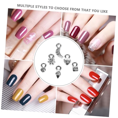 VILLFUL 2 Sätze Nagelpiercing tool mit Silbernen Dangle Nail Charms DIY Nail Art Schmuck Nageldekorationen für Gelnägel Nagelschmuck Zubehör für Kreative Nagelkunst von VILLFUL