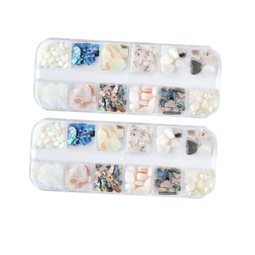 VILLFUL 2 Sätze Natürliche Shell Flake Nagelaccessoires Modebewusste Maniküre Dekoration Langlebige Leichte Nagelkunst für Damen Innovatives DIY Nageldesign Zubehör Elegante von VILLFUL