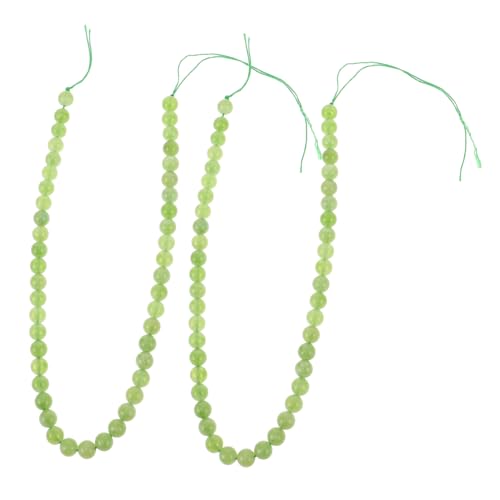 VILLFUL 2 Saiten Grüne Perlen Rund Natürliche Kristallperlen Schmuckherstellung DIY Armband Halskette Bastelzubehör Stränge von VILLFUL