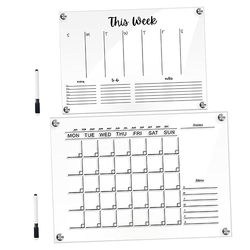 VILLFUL 2 Sets Wochenplaner Tafel, Wanddekoration, Löschbare Notiztafel, Transparente Memotafel, Löschbare Notizblöcke, Memotafel Mit Stift, Nützliche Handschriftliche Nachrichtentafeln, VILLFUL 2 Sets Wochenplaner Tafel, Wanddekoration, Löschbare Notiztafel, Transparente Memotafel, Löschbare Notizblöcke, Memotafel Mit Stift, Nützliche Handschriftliche Nachrichtentafeln, von VILLFUL