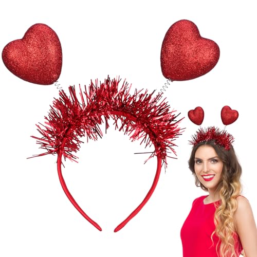 VILLFUL 2 Stk. Teiliges Rotes Herz Stirnband für Valentinstag Rutschfester Haarreifen mit Stabilem Sitz Leichtes Komfortables Design für Erwachsene Vielseitiges Party-accessoire und von VILLFUL