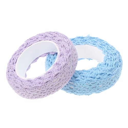 VILLFUL 2 Stück Baumwoll Spitzenband Selbstklebend Set Blau und Helllila Weiches Stabiles Dekorationsband für DIY Basteln Nähen Scrapbooking Hochzeit Home Vielseitiges Stoff Spitzenband von VILLFUL
