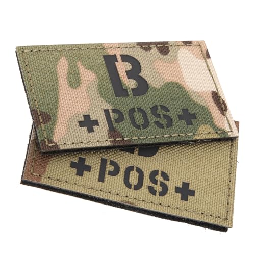 VILLFUL 2 Stück Blutgruppen Patch, Camouflage, Blutgruppen Abzeichen, B Positiv, Blutgruppen Abzeichen, Klett Patch, Blutgruppen Abzeichen, Patches, Blutgruppen Armband von VILLFUL