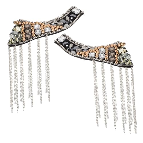VILLFUL 2 Stück Goldene Quasten Schulterpolster Metall Epauletten mit Ketten Punk Stil für Jacken Kostüme Modische Schulterabzeichen mit Perlenbesatz VILLFUL 2 Stück Goldene Quasten Schulterpolster Metall Epauletten mit Ketten Punk Stil für Jacken Kostüme Modische Schulterabzeichen mit Perlenbesatz von VILLFUL