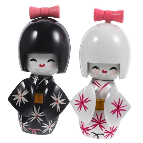 VILLFUL 2 Stück Holz Kimonopuppen Japanischer Stil Kimonopuppen Schreibtisch Japanische Dekoration Figuren von VILLFUL