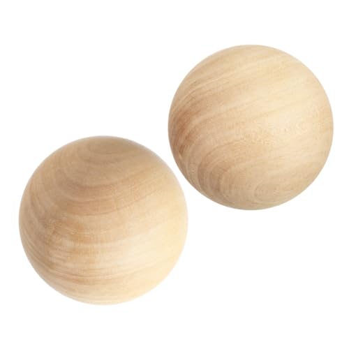 VILLFUL 2 Stück Holz Kugeln Unlackiert Runde Holz Craft Kreise Solide Holzrohlinge Für Gravur DIY Bastelprojekte Splintfrei Glatt von VILLFUL