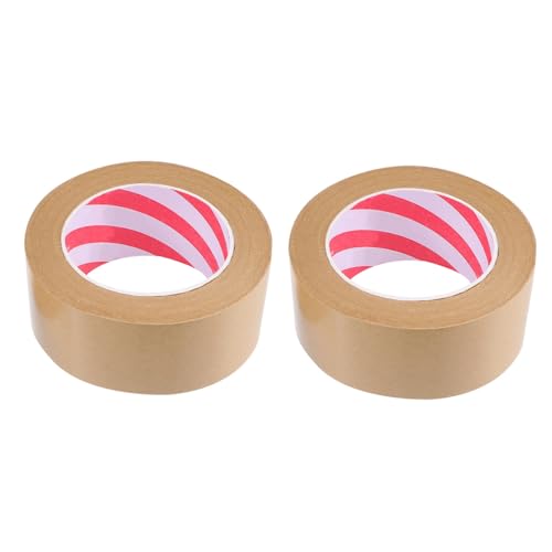 VILLFUL 2 Stück Kraftpapier Klebeband Hochviskoses Verpackungsband für Bücher Bastelarbeiten und Wasseraktivierung nicht Erforderlich Braunes Klebeband von VILLFUL