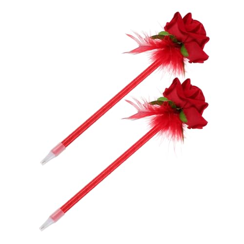 VILLFUL 2 Stück Rosen Kugelschreiber, Blumenstifte, Kugelschreiber, Kreative Blumenstifte, Schreibbedarf, Partygeschenk, Schilderstifte Fürs Büro, Tragbare Tintenstifte, Süße von VILLFUL