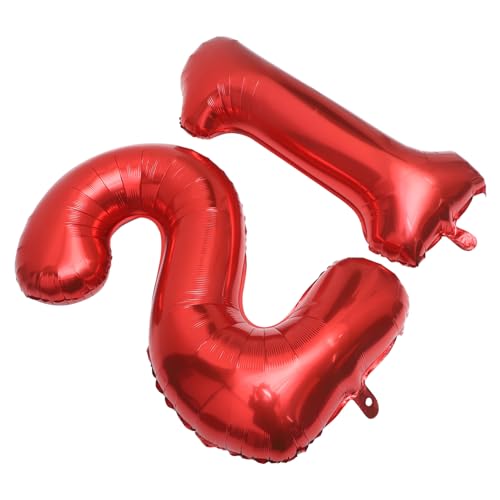 VILLFUL 2 Stück Rote Zahlenfolienballons Aluminiumfolie Teilig Zahl und Partydeko für Geburtstag Hochzeit Festival Feier von VILLFUL
