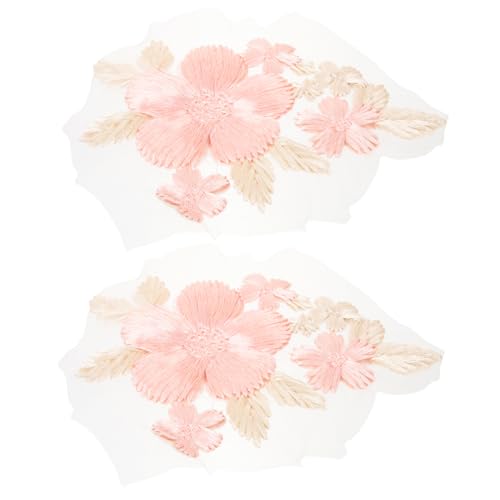 VILLFUL 2 Stück Spitzenapplikationen DIY Kleidung Patches für Brautkleider und Dekoration Rosa Handgestickte Flicken für Kleidung Hüte und Taschen von VILLFUL