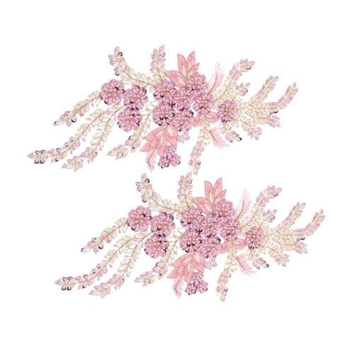 VILLFUL 2 Stück Stickerei Spitzen Accessoires Kleidungszubehör Kleidungs Spitzenaufkleber Blumenstickerei Spitzenbesatz Zum Aufnähen Blumenapplikationen Blumen Pailletten von VILLFUL