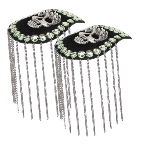 VILLFUL 2 Stück Teiliges Quasten Schulterabzeichen Punk Epauletten mit Totenkopf Design Robuste Ansteck Uniform Accessoires für Kostüme Blazer und Bühnenauftritte VILLFUL 2 Stück Teiliges Quasten Schulterabzeichen Punk Epauletten mit Totenkopf Design Robuste Ansteck Uniform Accessoires für Kostüme Blazer und Bühnenauftritte von VILLFUL