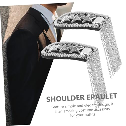 VILLFUL 2 Stück Teiliges Silbernes Quasten epaulett Stern Elegante Schulter deko für Kostüm Bühnenauftritt Hochzeit und Festliche Anlässe Modische Punk schulterklappen Handgefertigte von VILLFUL