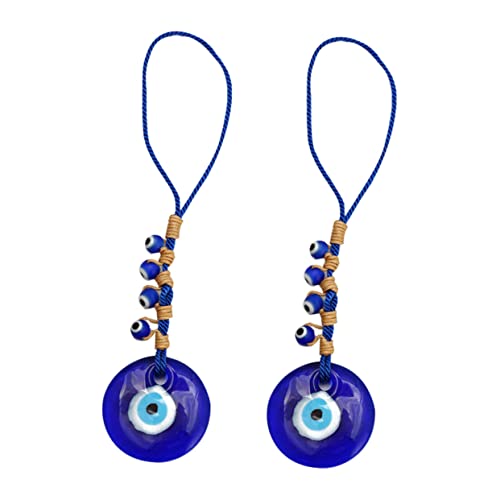 VILLFUL 2 Stück Türkische Blaue Evil Eye Anhänger Handgemachte Glasperlen Halskette Schlüsselanhänger Perfekter Schutz vor Negativer Energie für Dekoration und von VILLFUL