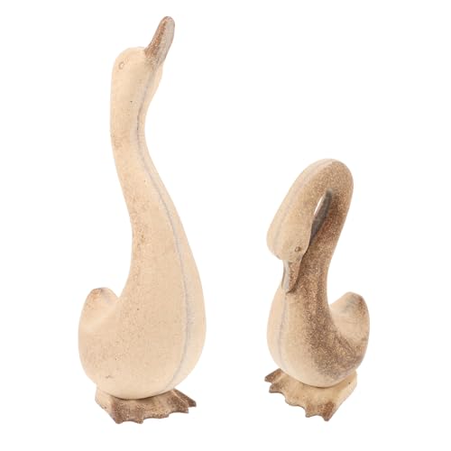 VILLFUL 2 Stück Weiße Embryo Gans Ornamente, Graffiti Gans Figur Aus Holz, DIY Zubehör, Graffiti Gans Dekorationen Aus Holz, Holzgans Zum Bemalen, Basteln, Tischdekorationen, Graffiti von VILLFUL